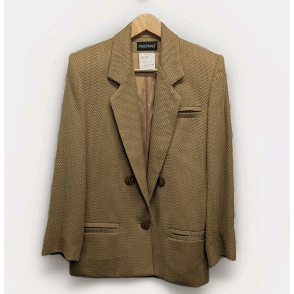 Quiet Luxury‎ Wool Herringbone Blazer Vintage Harve Benard Camel Size 6